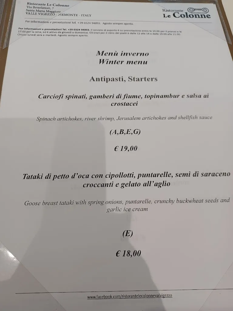 Menu_Ristorante Le Colonne_Santa Maria Maggiore_image_1