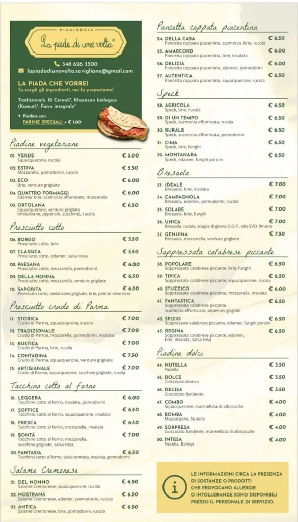 Menu_La piada di una volta_Savigliano_image_1