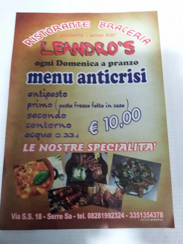 Menu_Ristorante Leandro's_Serre_image_4