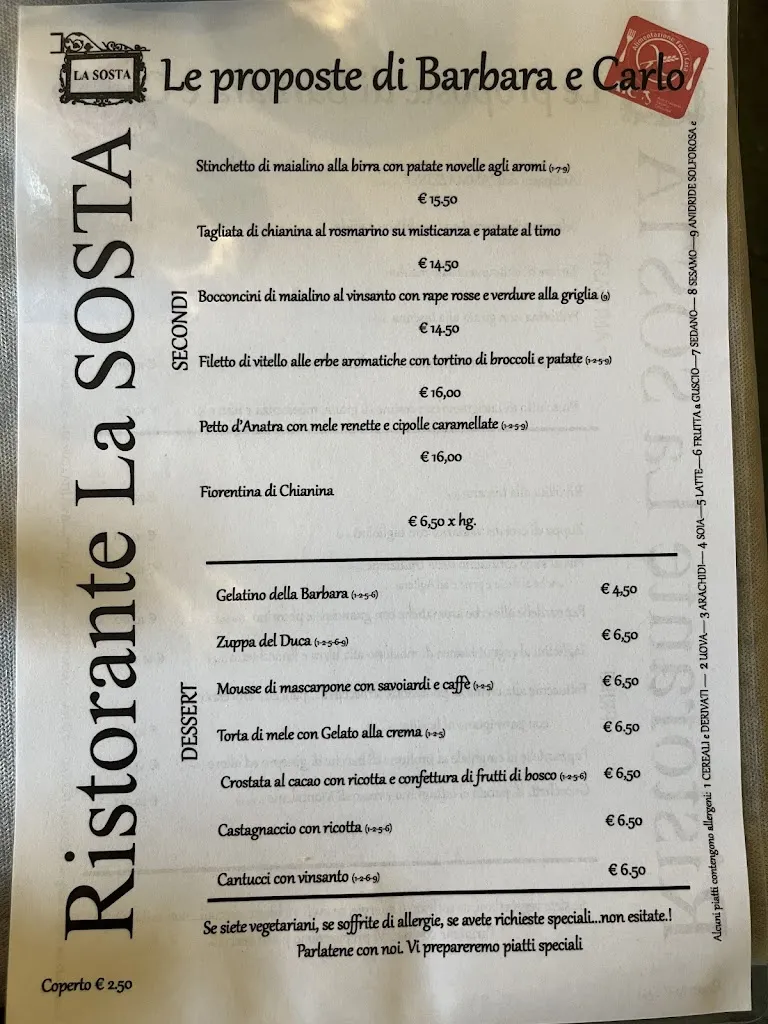 Menu_Ristorante la Sosta di Carlo Pazzaglia_Serre_image_1