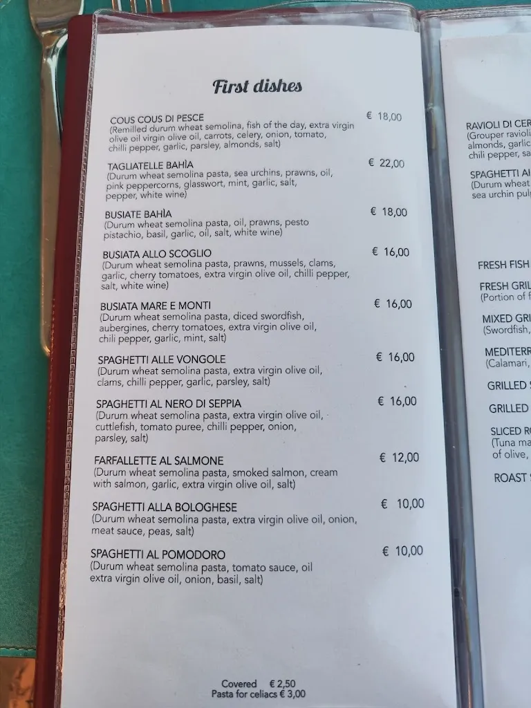 Menu_Bahía da Mimi - Bar Ristorante Stabilimento Balneare_Scopello_image_1