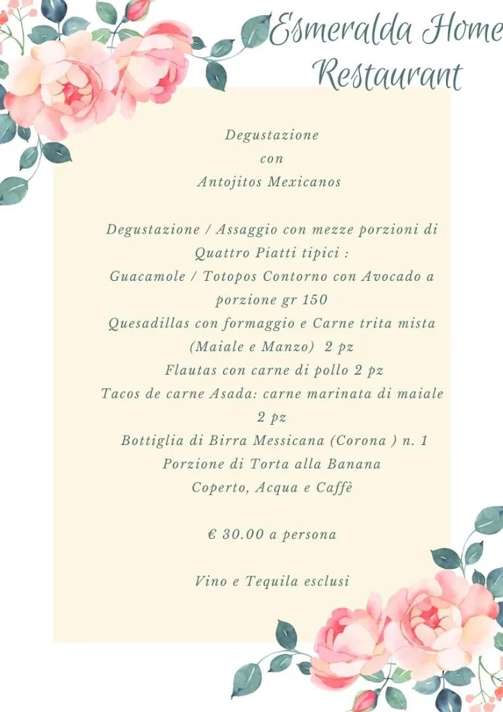 Menu_Esmex Home Restaurant Cucina Messicana - solo con prenotazione_Tagliolo Monferrato_image_1