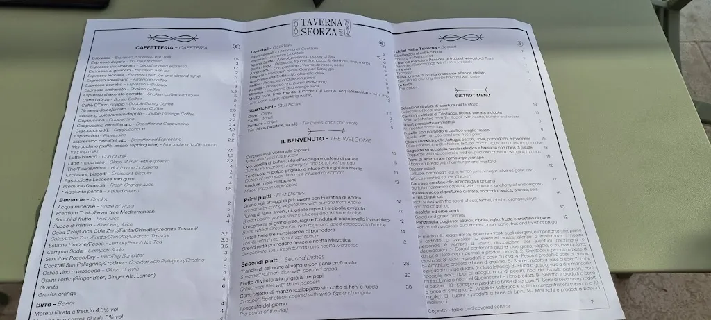 Menu_Taverna Sforza 1910_Castel del Monte_image_4