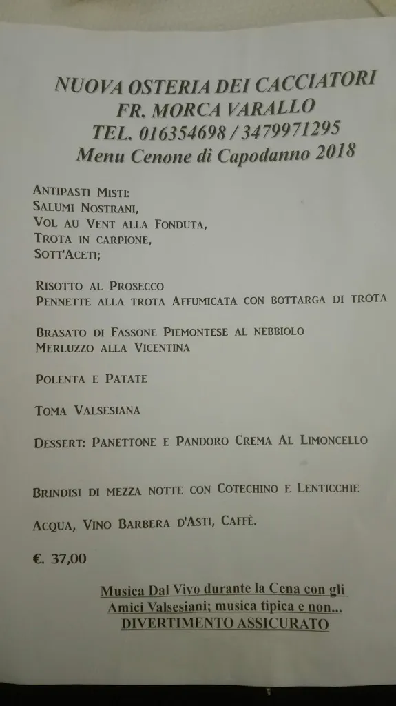 Menu_Nuova Osteria dei Cacciatori Ristorante Tipico, Valsesia, Sacromonte, Rafting, Riserva Gavala_Varallo_image_2