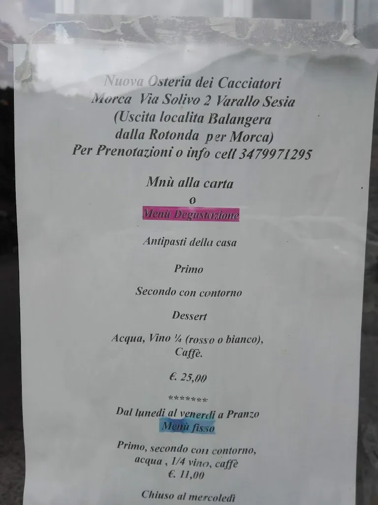 Menu_Nuova Osteria dei Cacciatori Ristorante Tipico, Valsesia, Sacromonte, Rafting, Riserva Gavala_Varallo_image_3