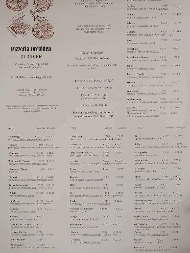 Menu_Pizzeria Orchidea di Verdoia Didier_Vergnasco_image_1