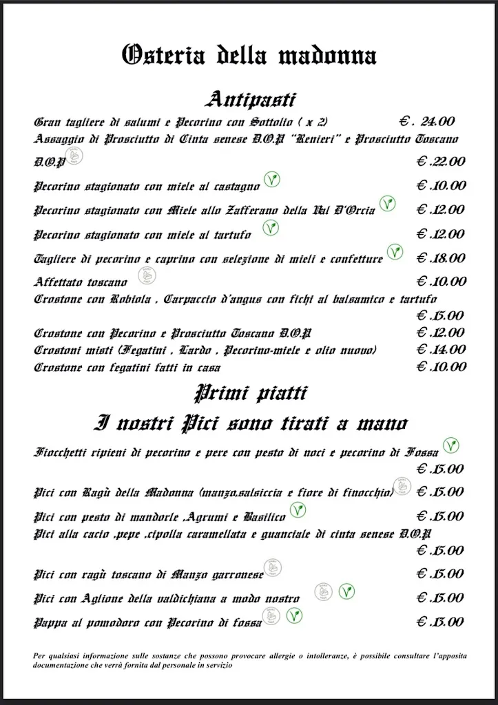 Menu_Osteria Della Madonna_Vignone_image_1