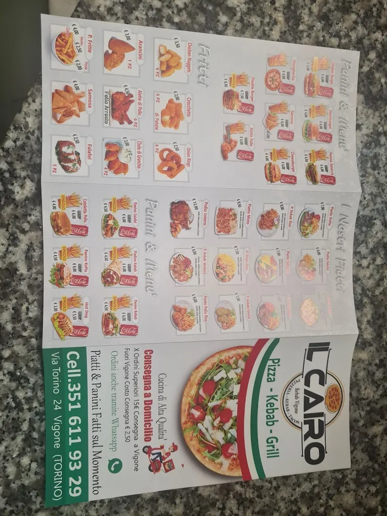 Menu_Pizzeria il Cairo kebab via Torino 24_Vigone_image_2