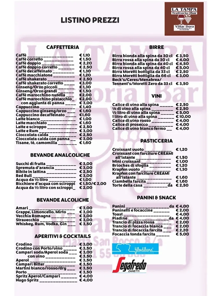 Menu_Bar - Trattoria La Tampa_Villar Dora_image_3