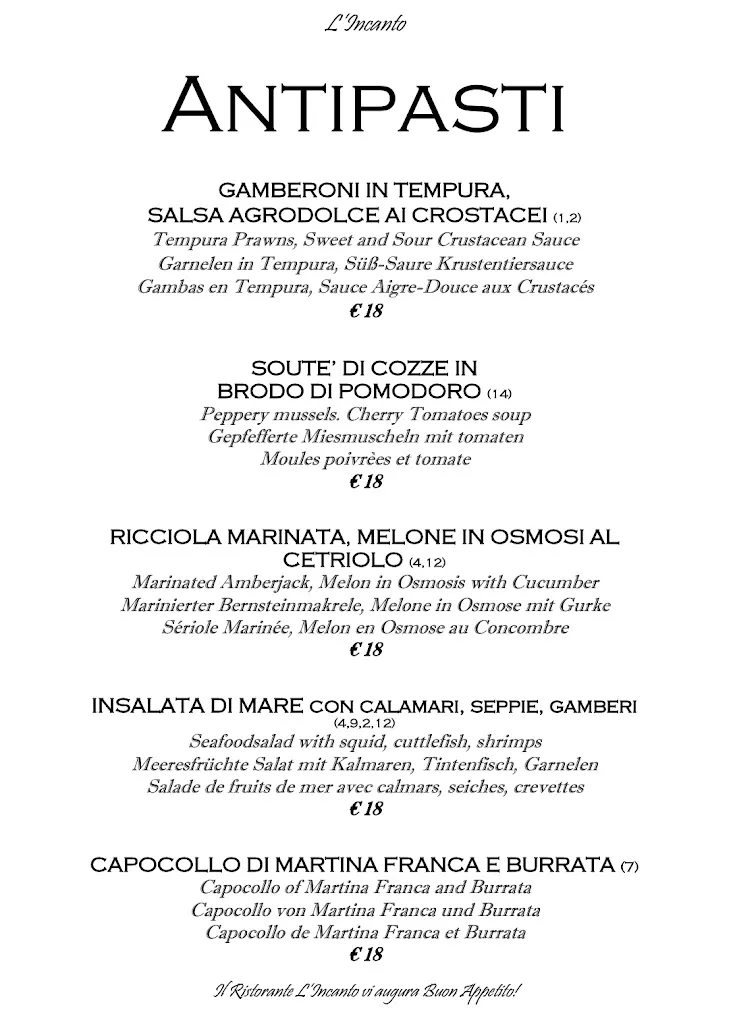 Menü_Bar Ristorante L'Incanto_Gagliano del Capo_Bild_2