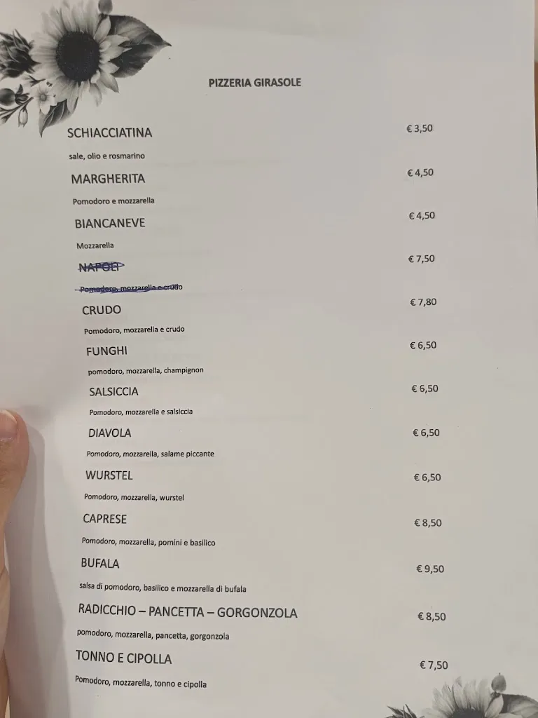 Menu_Ristorante pizzeria Girasole_Bagnacavallo_immagine_1