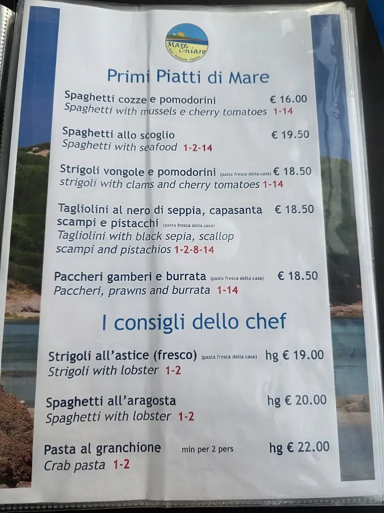 Menu_Ristorante bar pizzeria MareChiaro_Aglientu_image_1