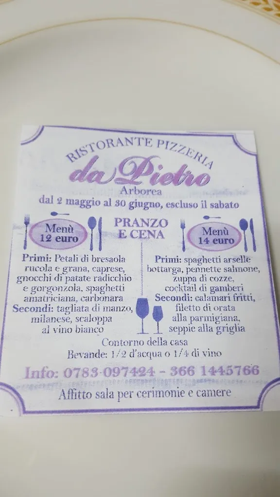 Menu_Pizzeria Ristorante Da Pietro_Arborea_image_1