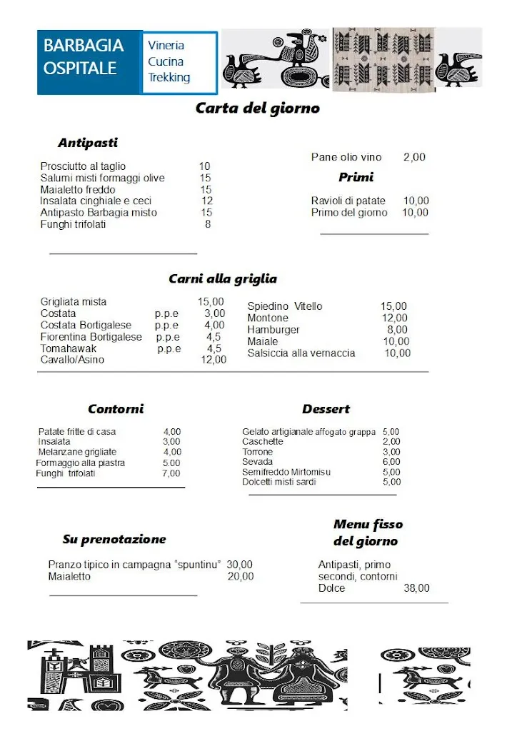 Menu_Barbagia Ospitale - osteria - trekking - libri-_Aritzo_image_1