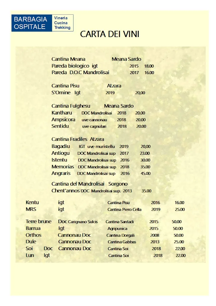 Menu_Barbagia Ospitale - osteria - trekking - libri-_Aritzo_image_2
