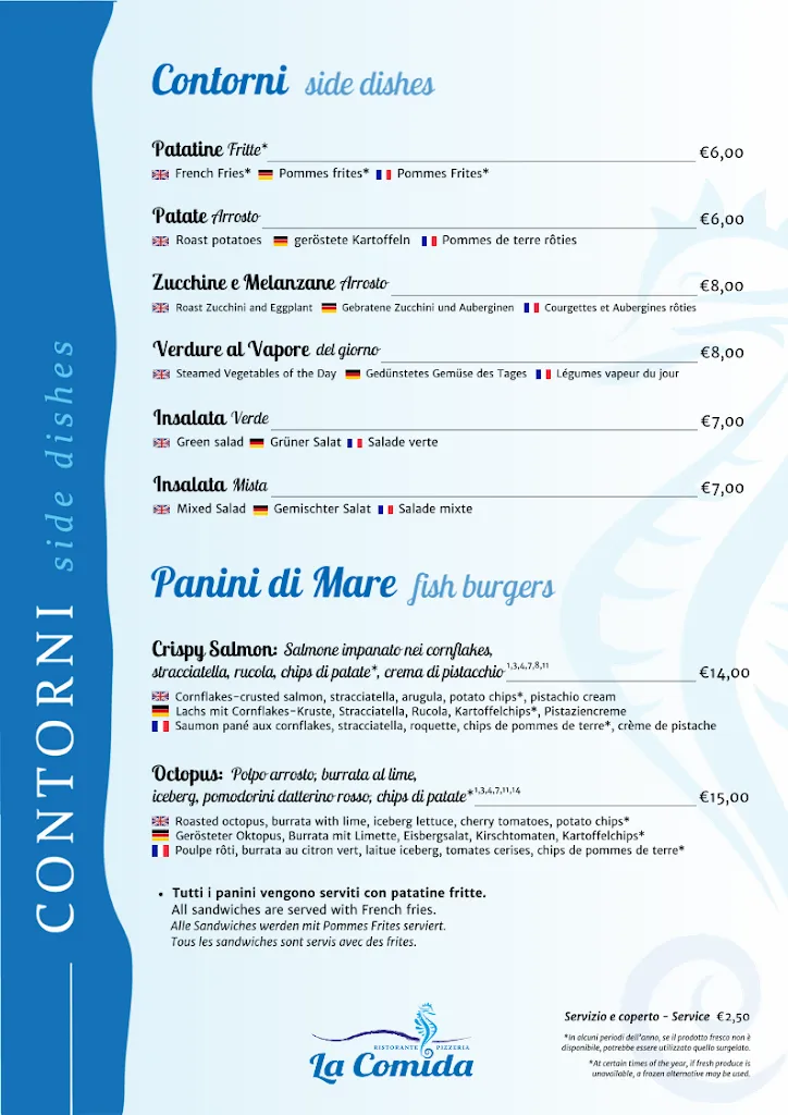 Menu_La Comida Ristorante Pizzeria_Arbatax_image_1