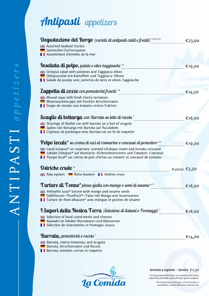 Menu_La Comida Ristorante Pizzeria_Arbatax_image_2