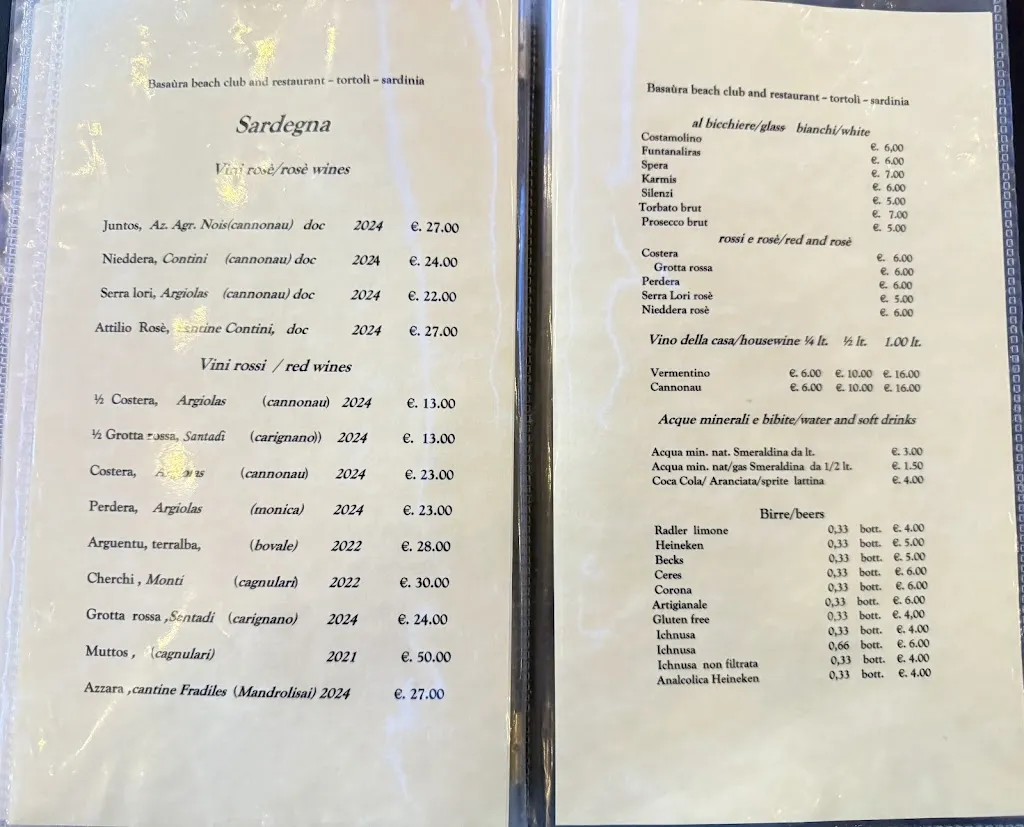 Menu_Basaùra Beach Restaurant & Club_Arbatax_image_1