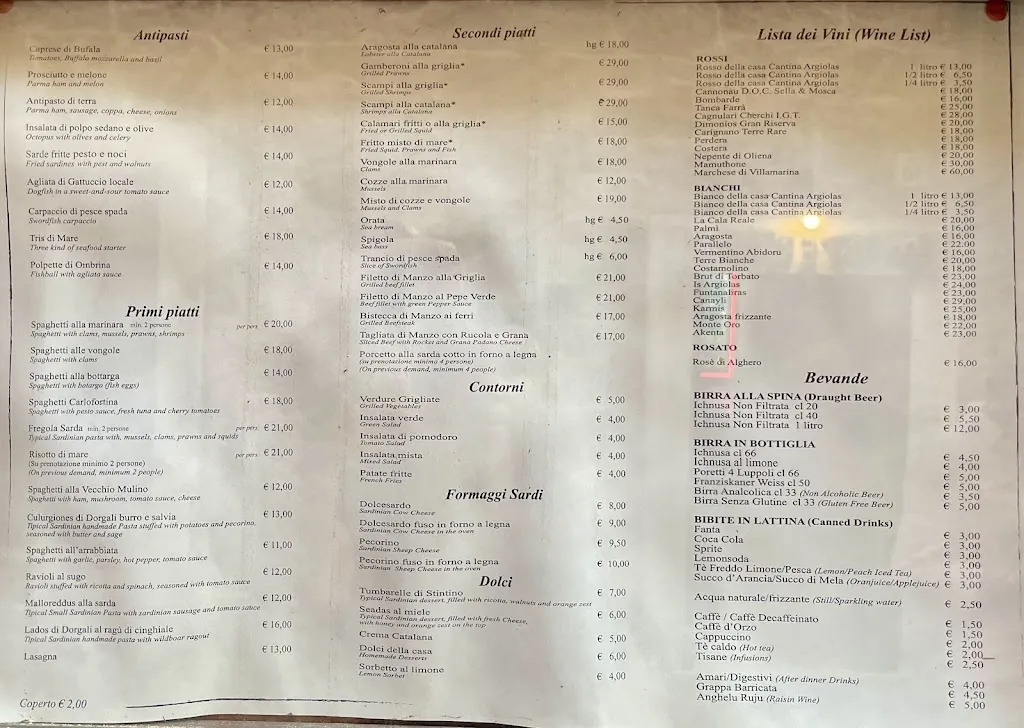 Menu_Al Vecchio Mulino_Alghero_image_1