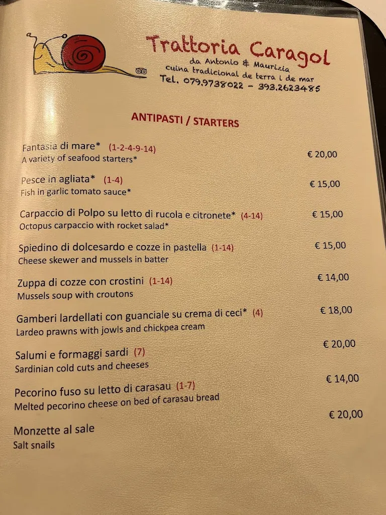 Menu_Trattoria Caragol_Alghero_image_1