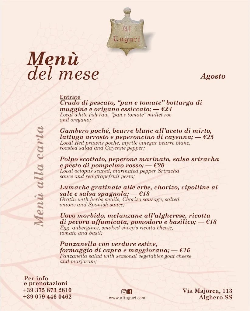 Menu_Al Tuguri Ristorante di pesce Tipico Alghero_Alghero_immagine_1