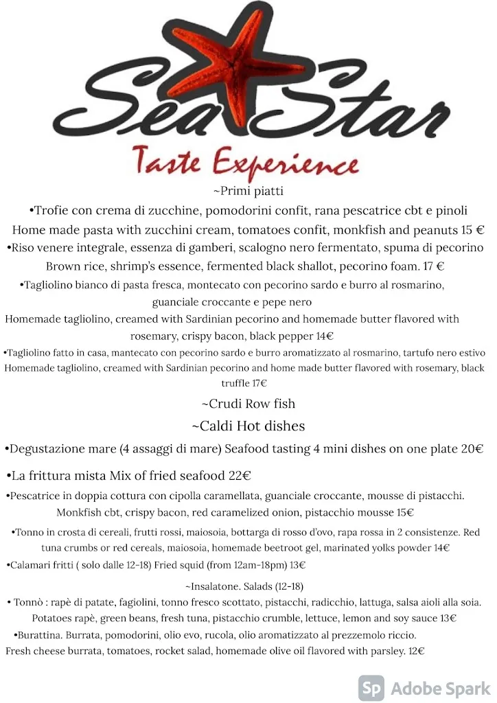 Menu_SEA STAR- restaurant- sunset view_Alghero_image_2