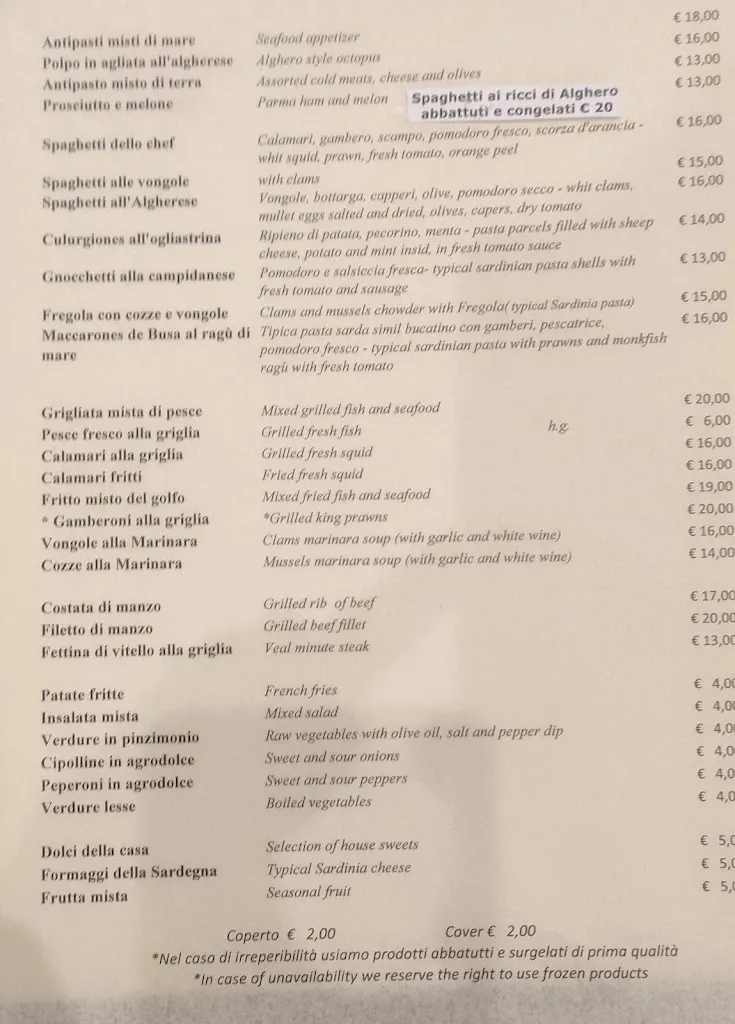 Menu_Ristorante Trattoria Maristella_Alghero_immagine_1