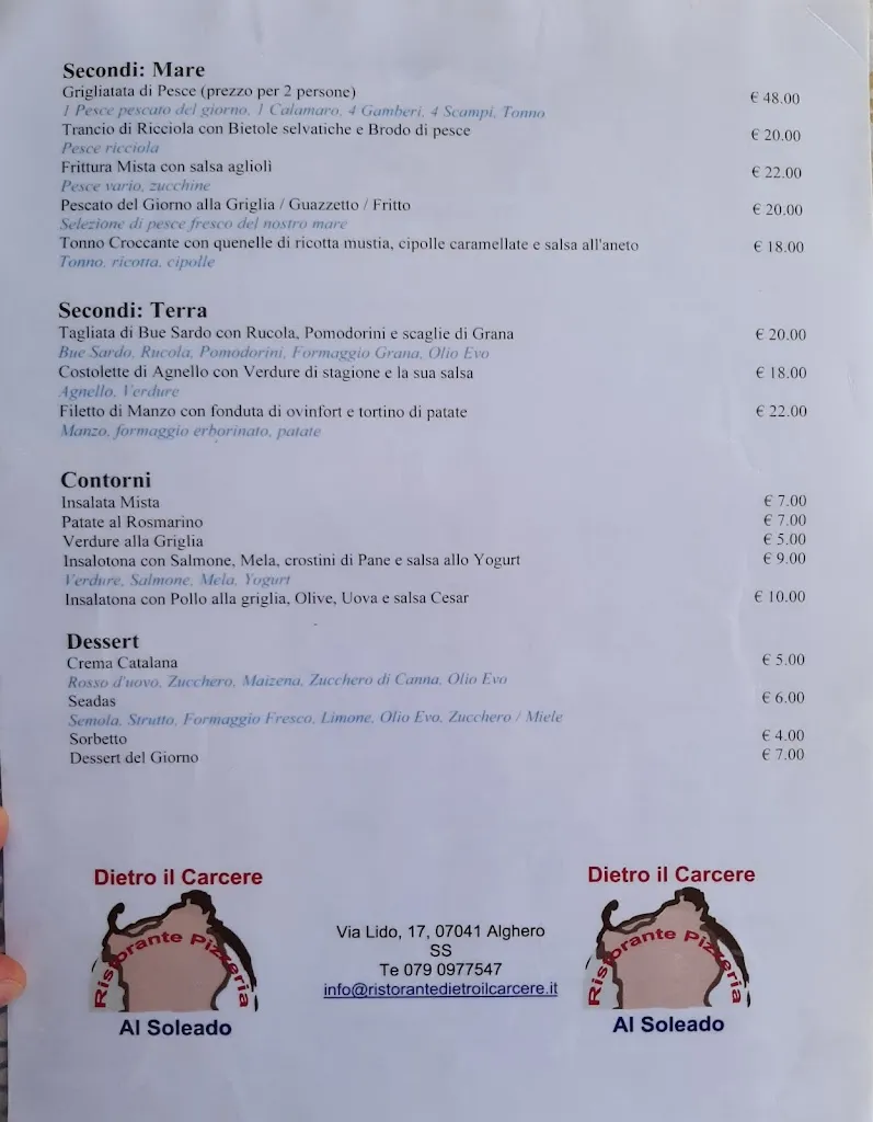 Menu_Bar Ristorante Dietro il Carcere_Alghero_image_4