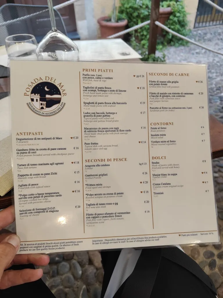 Menu_Ristorante Posada del Mar_Alghero_image_1