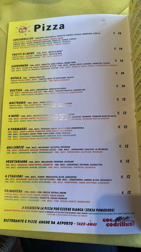 Menu_Coccodrillus Pizza Restaurant_Badesi_image_1