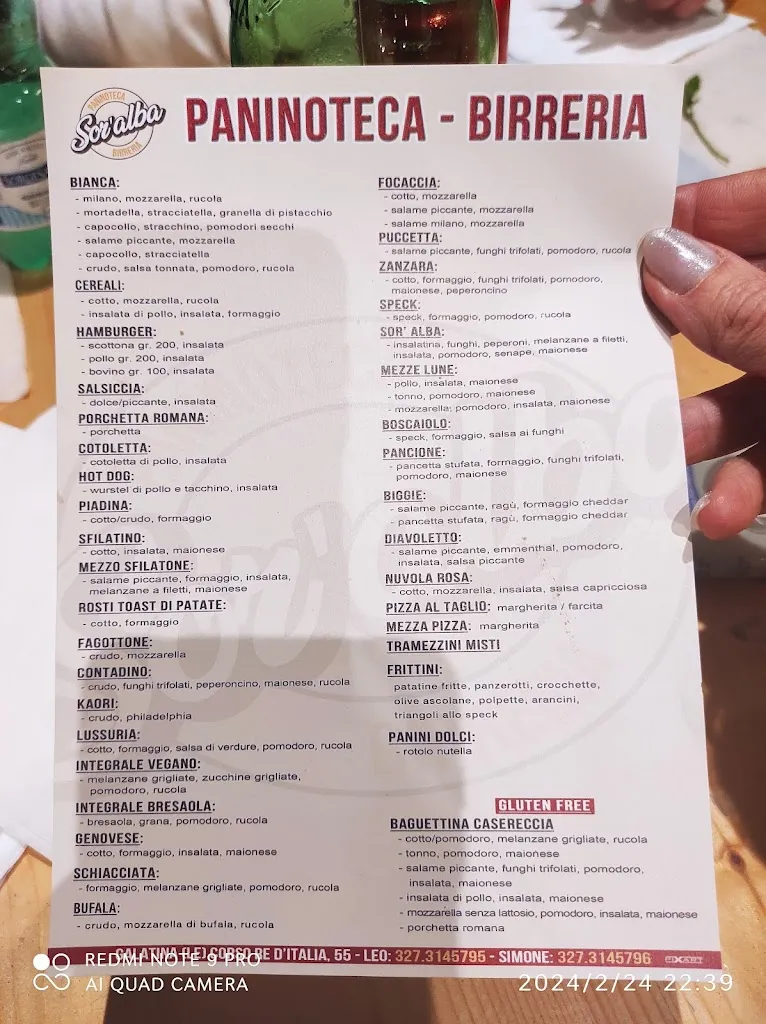 Menu_Sor'alba | Paninoteca Birreria_Galatina_image_1