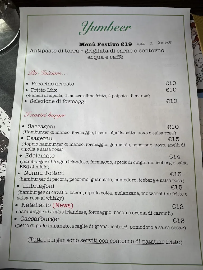 Menu_YUMBEER, Hamburgeria - SteakHouse_Castiadas_immagine_1