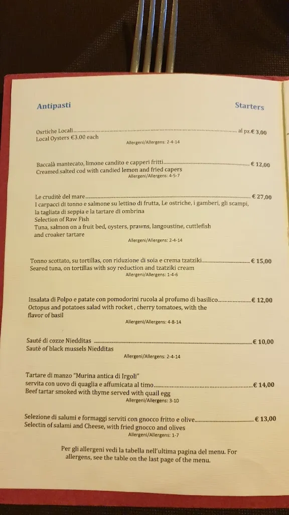 Menü_Ristorante Belohorizonte_Cala Gonone_Bild_3