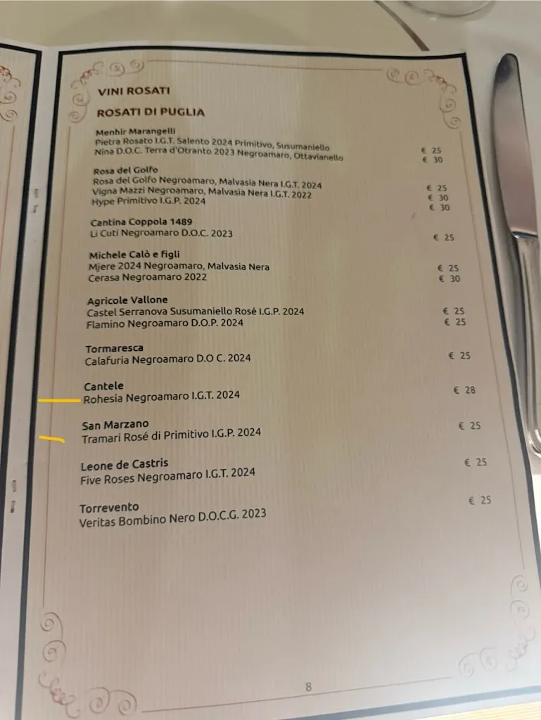 Menu_La Puritate_Gallipoli_image_1