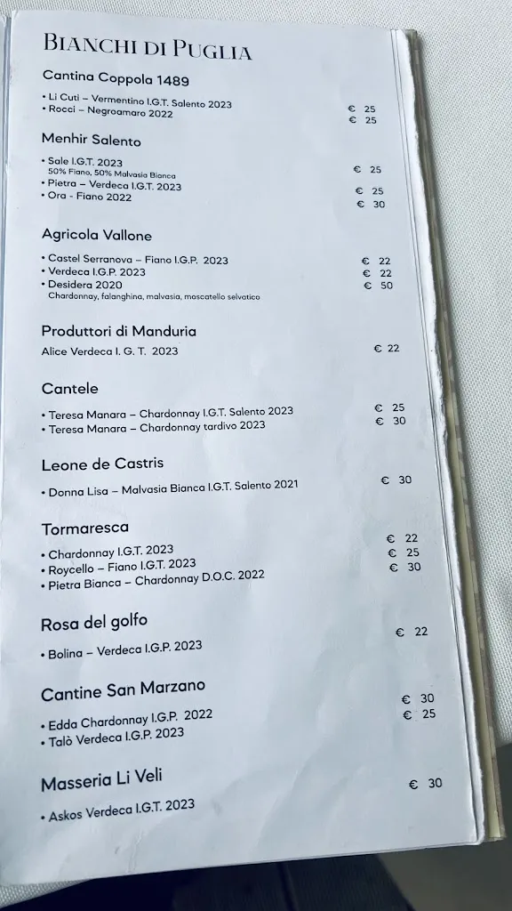 Menu_La Puritate_Gallipoli_image_4