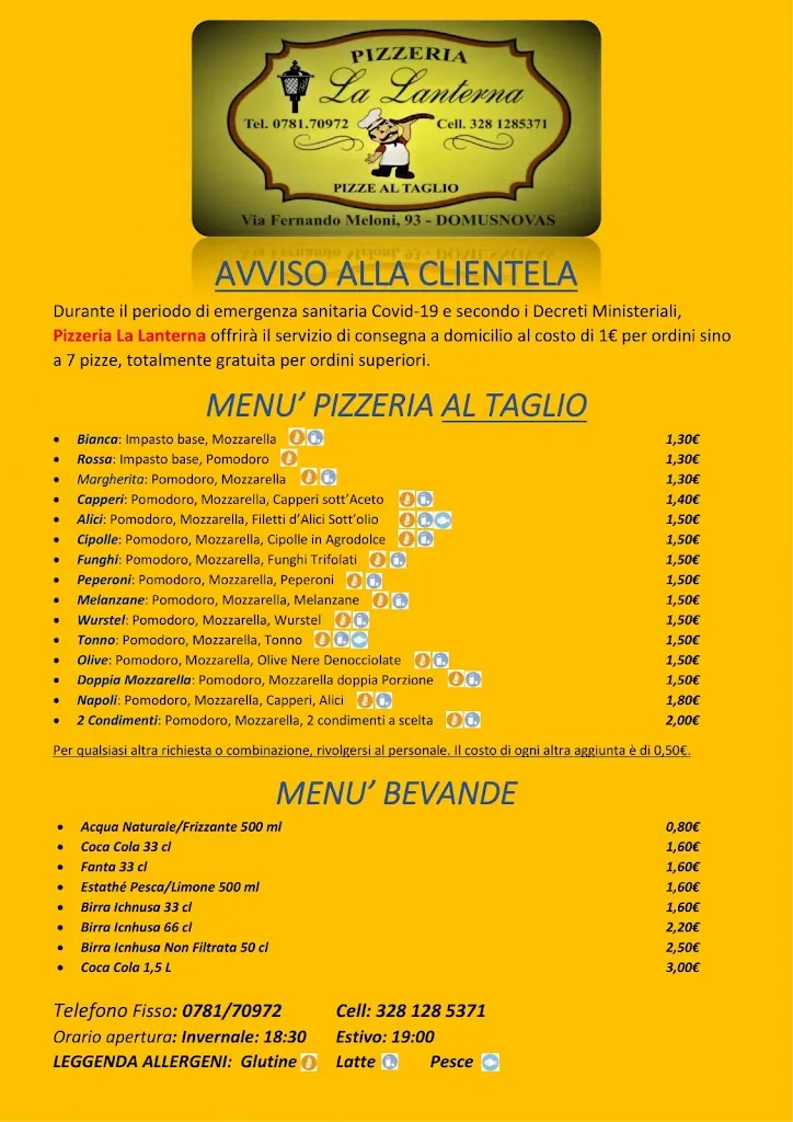 Menu_Pizzeria La Lanterna Di Serri A._Domusnovas_image_1