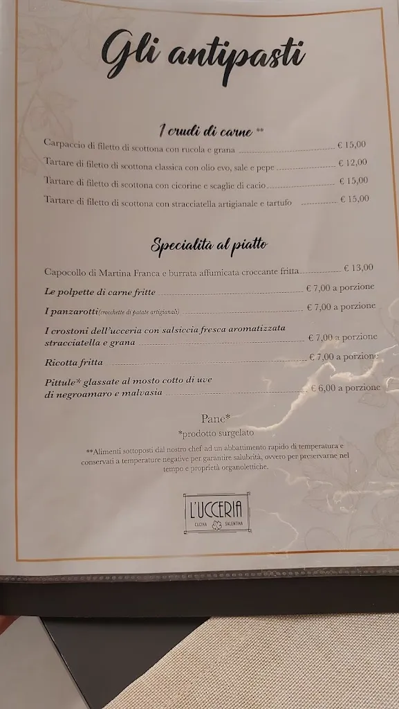 Menu_L'Ucceria_ Cucina Salentina e carni alla griglia_Gallipoli_image_1