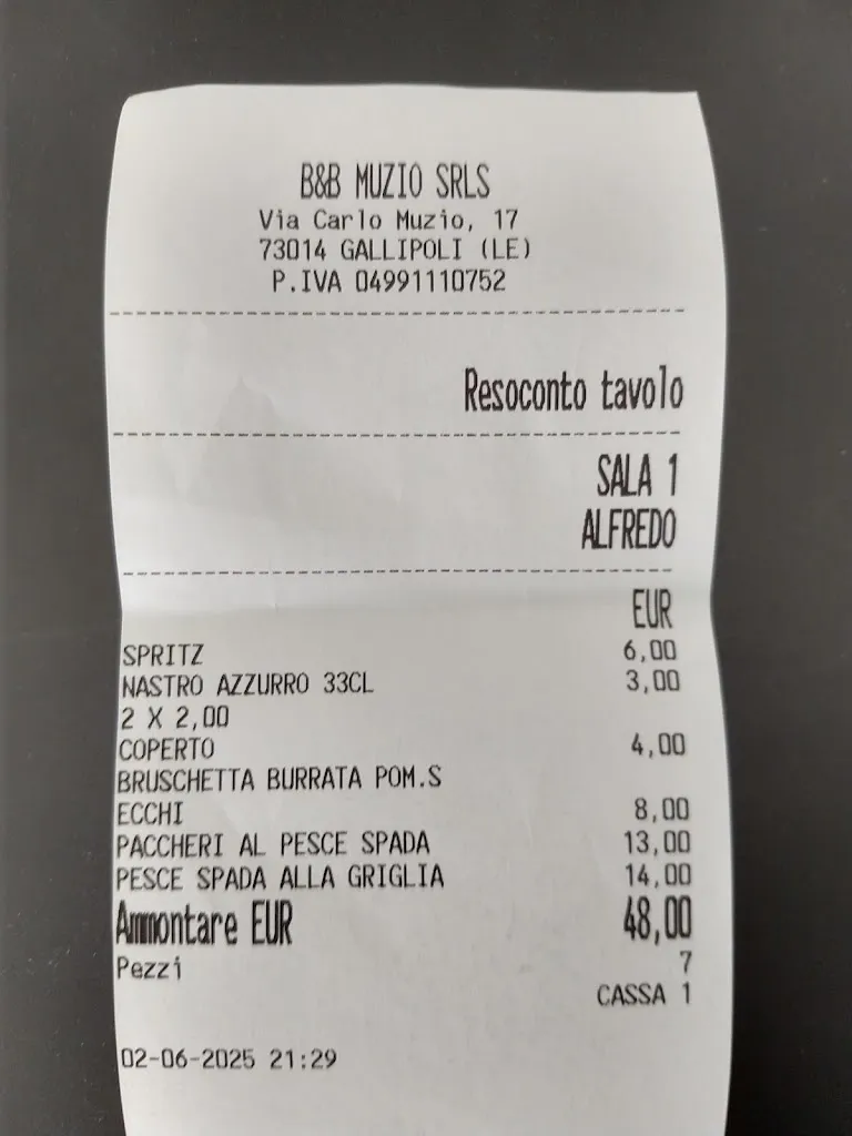 Michail_Dimora Muzio Restaurant_Gallipoli_review