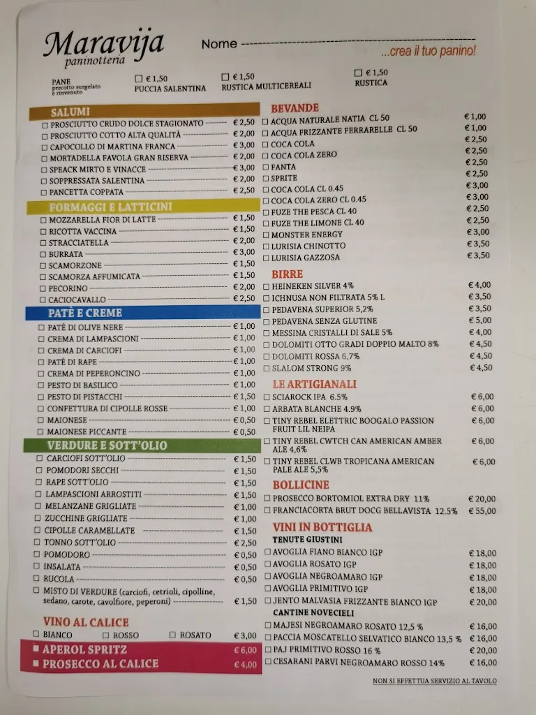 Menu_Maravija Paninotteria_Gallipoli_image_1