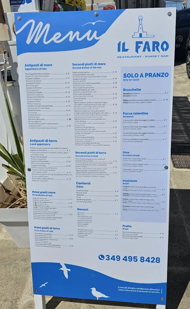 Menu_Il Faro Restaurant - Sunset Bar_Gallipoli_image_1