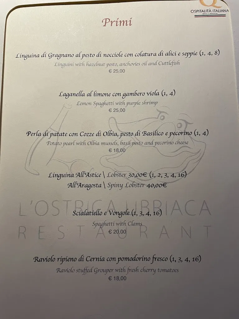 Menu_L'Ostrica Ubriaca Restaurant_Golfo Aranci_image_1