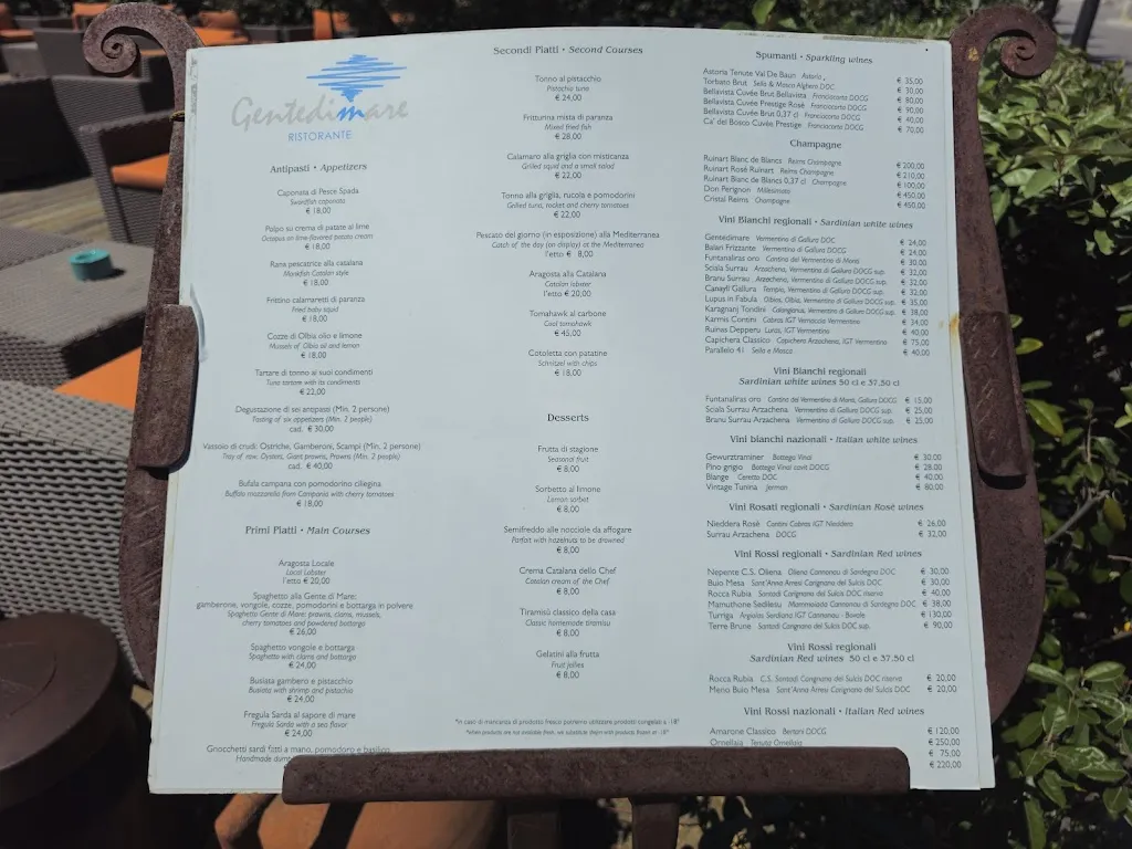 Menu_GENTEDIMARE RESTAURANT GOLFO ARANCI_Golfo Aranci_image_4