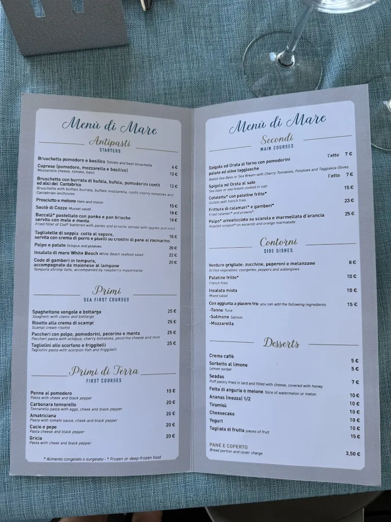 Menu_White Beach restaurant_Golfo Aranci_image_1
