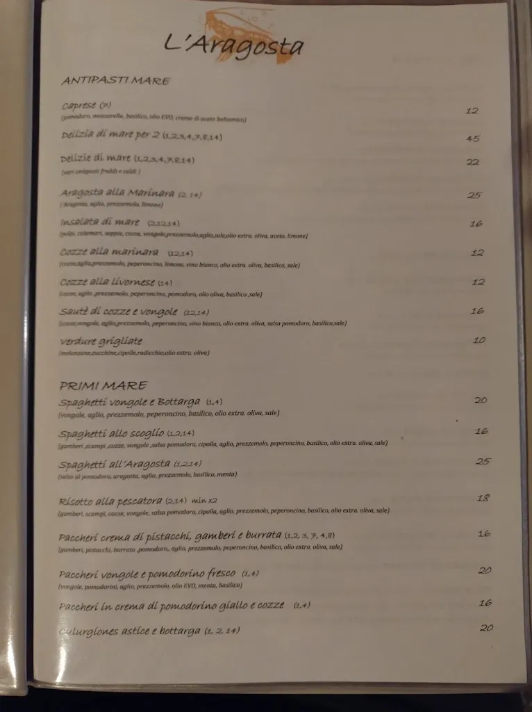 Menu_Bar Ristorante Pizzeria L'Aragosta_Lotzorai_immagine_2