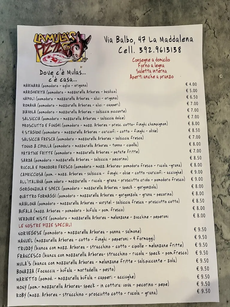 Menu_Pizzeria La Mula's_La Maddalena_image_3