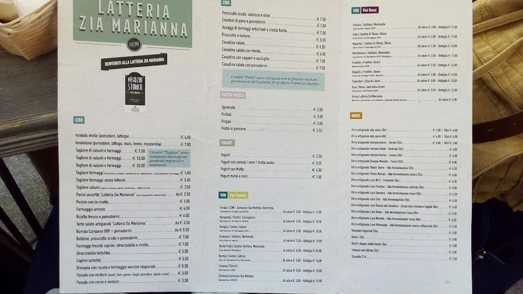 Menu_Latteria Zia Marianna 1936_Nuoro_image_3