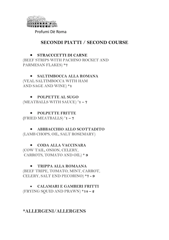 Menu_Profumi de' Roma trattoria romana_Olbia_image_1