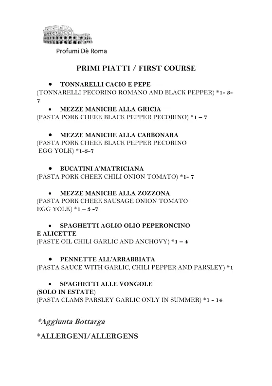 Menu_Profumi de' Roma trattoria romana_Olbia_image_2