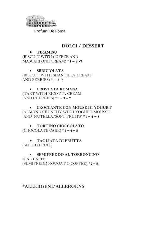 Menu_Profumi de' Roma trattoria romana_Olbia_image_4