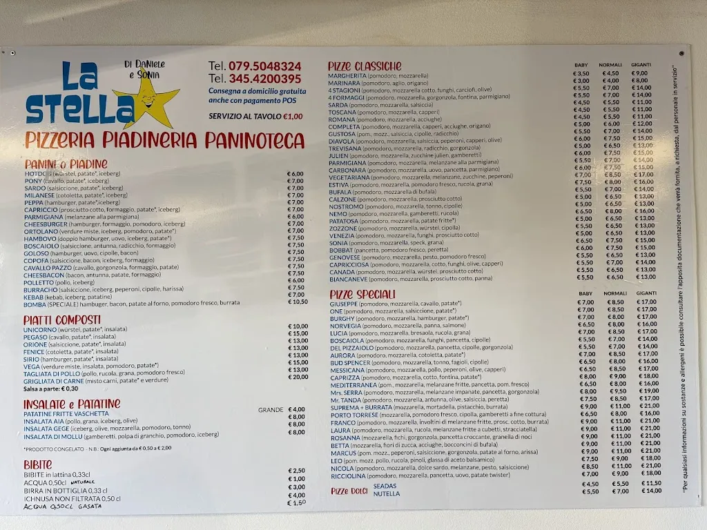 Menu_Pizzeria La Stella_Porto Torres_image_3